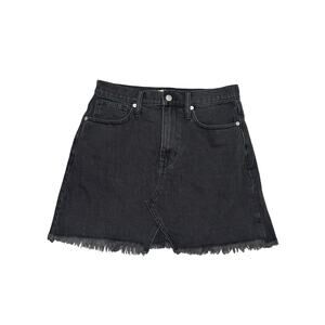 Madewell Black Denim Mini Skirt Raw Hem Size 27